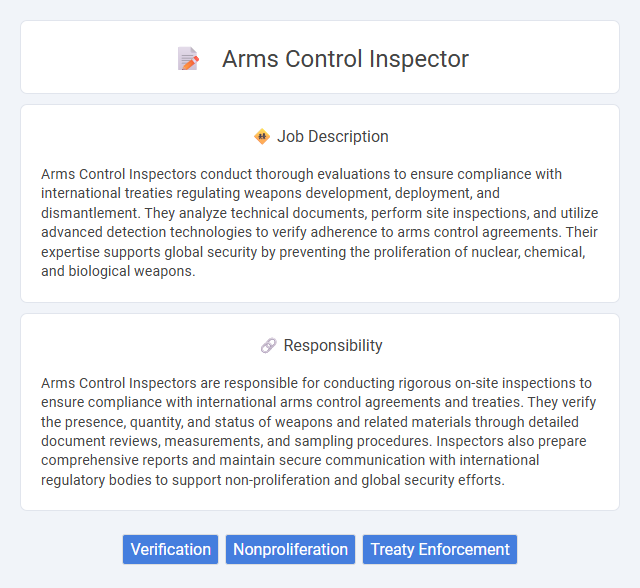 Arms Control Inspector Job Description and Career Detail