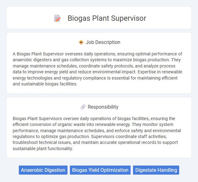 Biogas Plant Supervisor Job Description and Career Detail