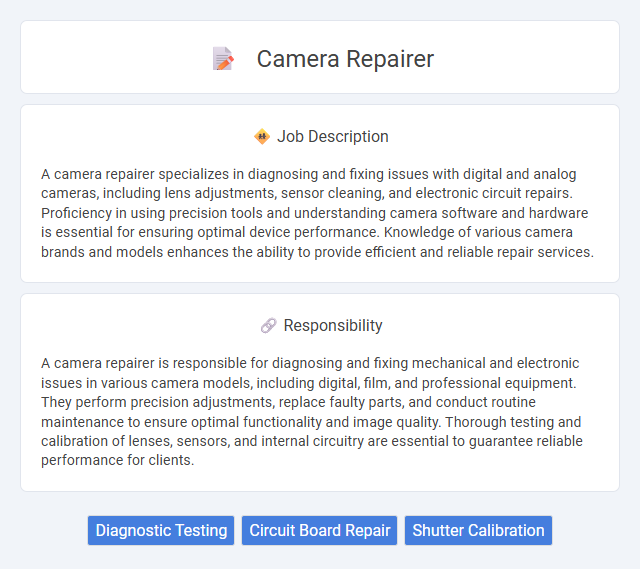 Camera Repairer Job Description and Career Detail