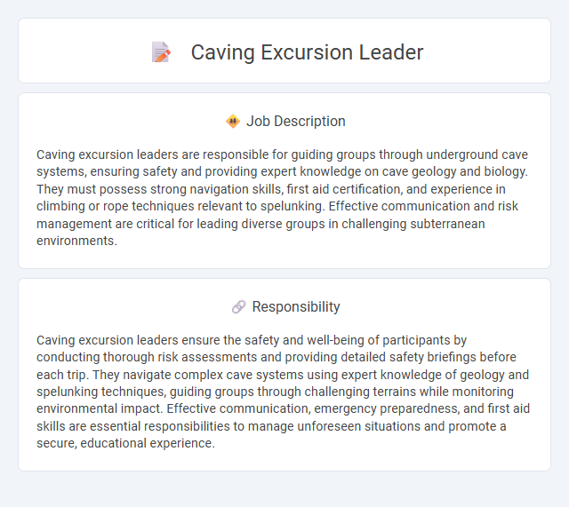Caving Excursion Leader Job Description and Career Detail