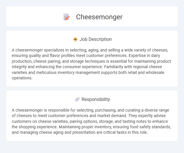 Cheesemonger Job Description and Career Detail