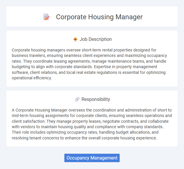 Corporate Housing Manager Job Description and Career Detail