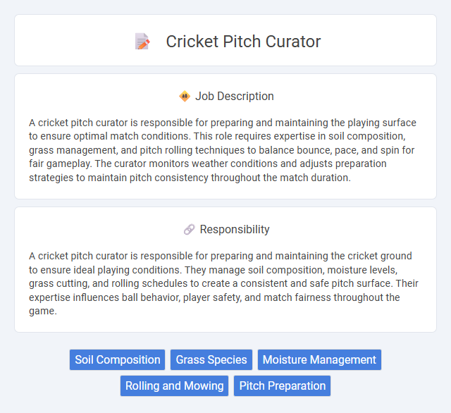 Cricket Pitch Curator Job Description and Career Detail