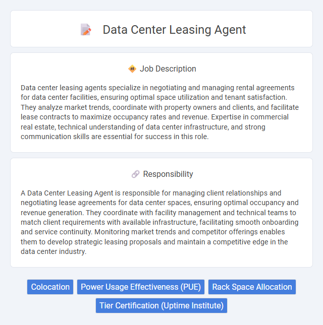 Data Center Leasing Agent Job Description and Career Detail
