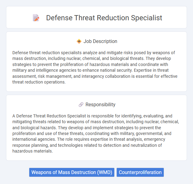 Defense Threat Reduction Specialist Job Description and Career Detail