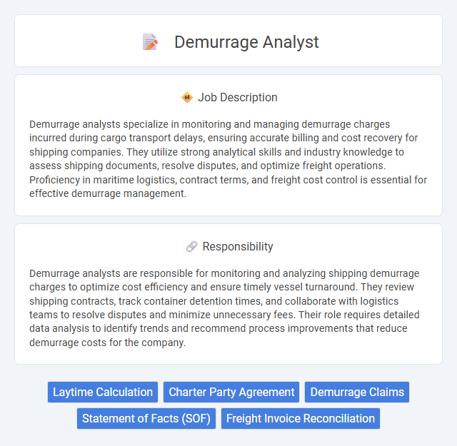 Demurrage Analyst Job Description and Career Detail