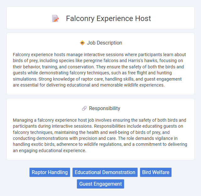Falconry Experience Host Job Description and Career Detail