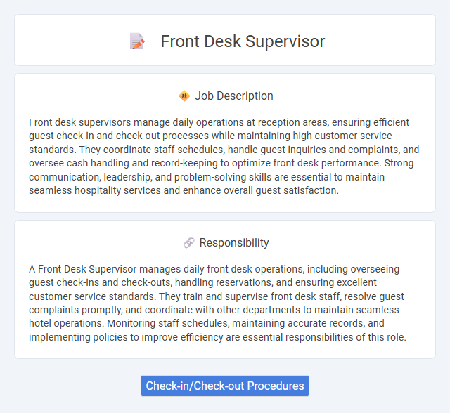 Front Desk Supervisor Job Description and Career Detail