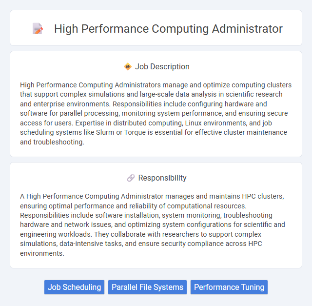 High Performance Computing Administrator Job Description and Career Detail