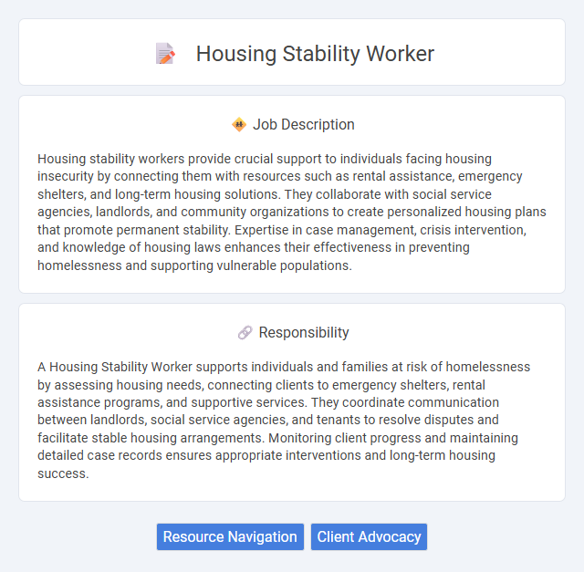 Housing Stability Worker Job Description and Career Detail