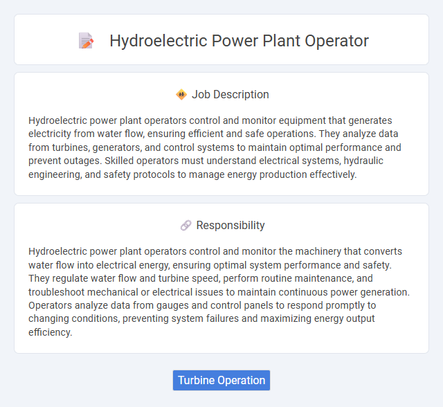 Hydroelectric Power Plant Operator Job Description and Career Detail