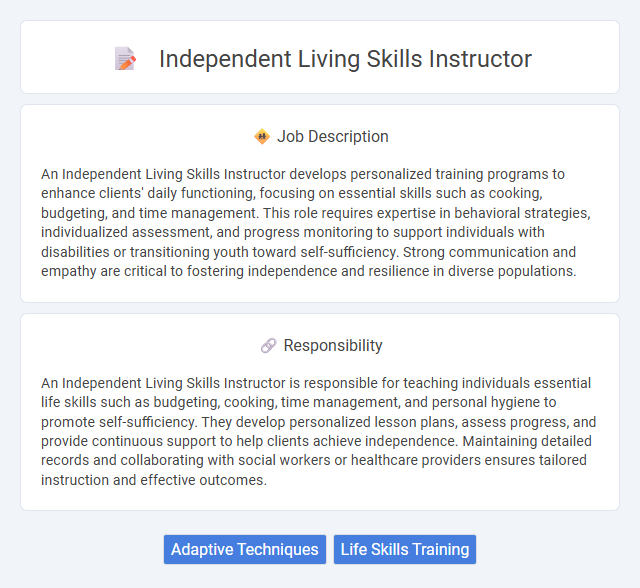 Independent Living Skills Instructor Job Description and Career Detail