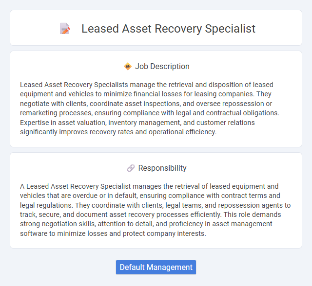 Leased Asset Recovery Specialist Job Description and Career Detail