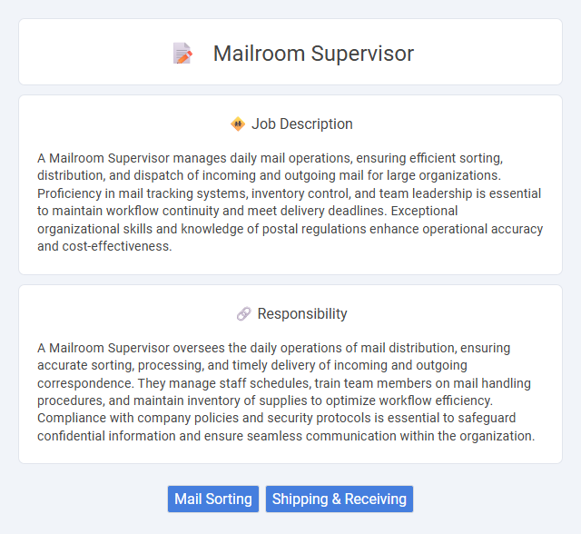 Mailroom Supervisor Job Description and Career Detail