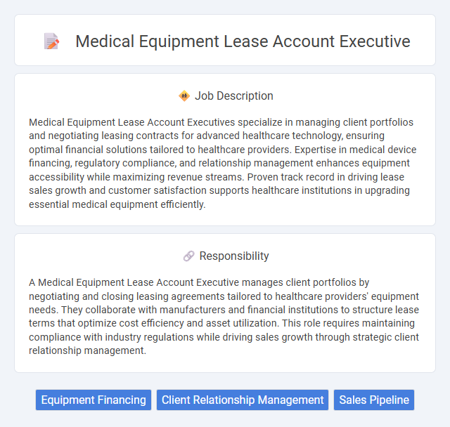 Medical Equipment Lease Account Executive Job Description and Career Detail