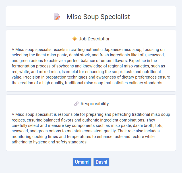 Miso Soup Specialist Job Description and Career Detail