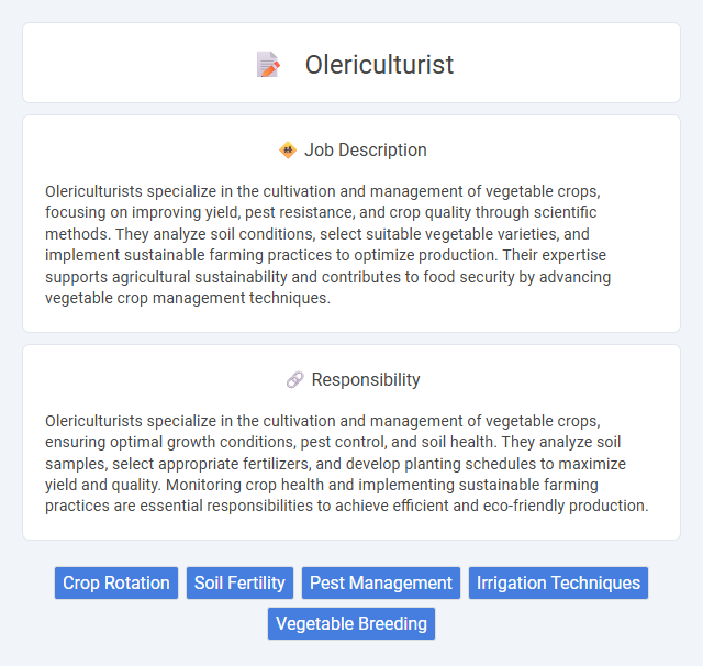 Olericulturist Job Description and Career Detail
