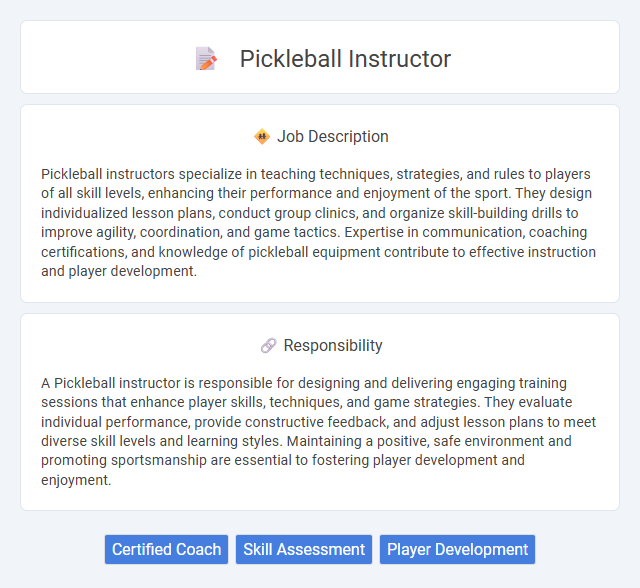 Pickleball Instructor Job Description and Career Detail