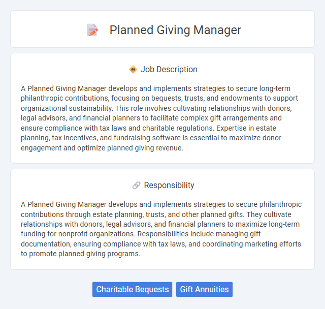 Planned Giving Manager Job Description and Career Detail