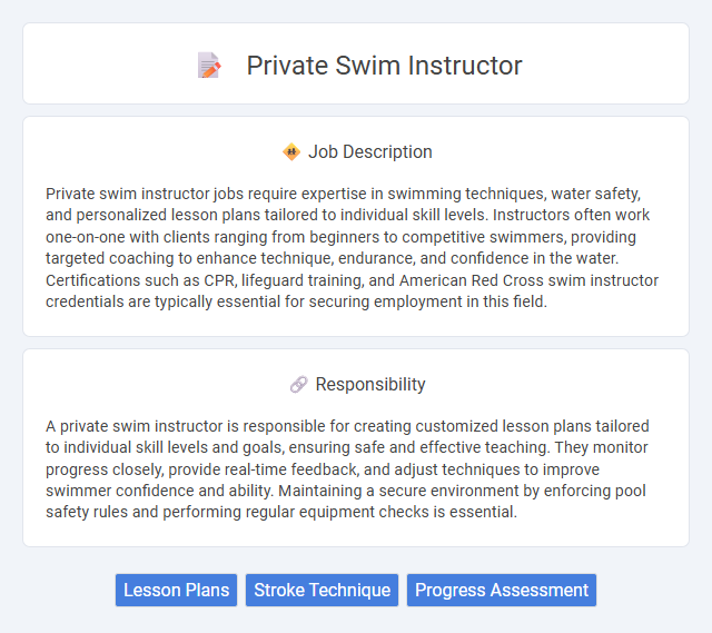 Private Swim Instructor Job Description and Career Detail