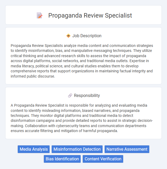 Propaganda Review Specialist Job Description and Career Detail