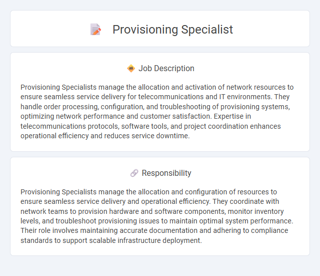 Provisioning Specialist Job Description and Career Detail