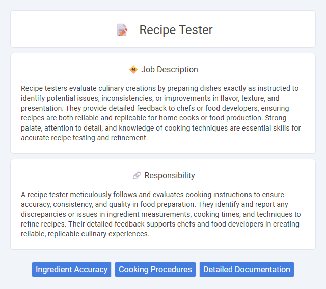 Recipe Tester Job Description and Career Detail