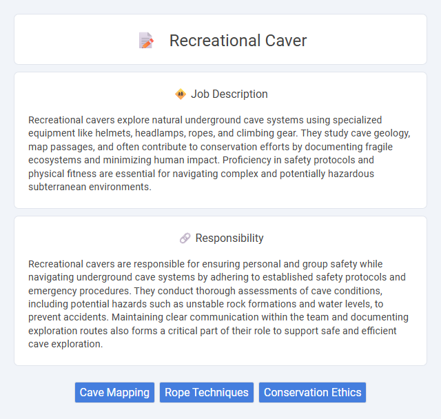 Recreational Caver Job Description and Career Detail