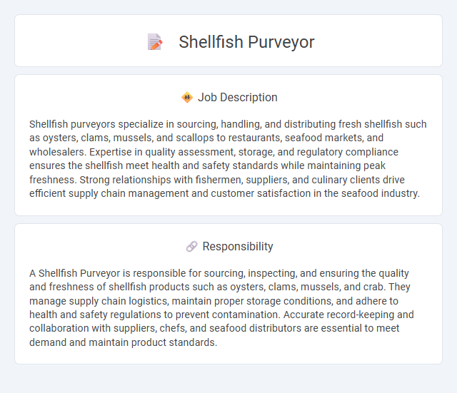 Shellfish Purveyor Job Description and Career Detail