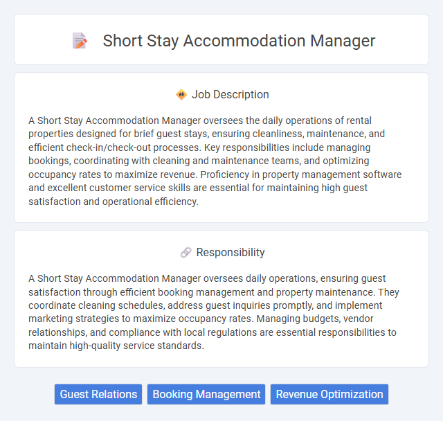 Short Stay Accommodation Manager Job Description and Career Detail