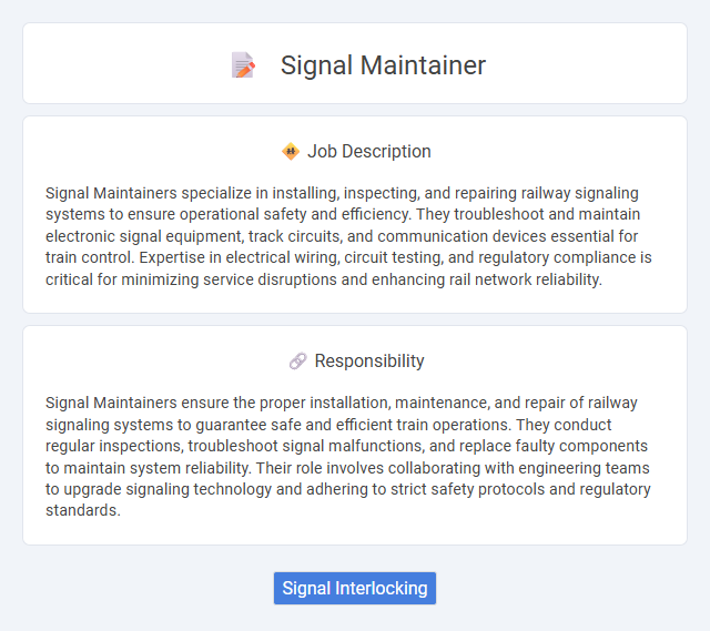 Signal Maintainer Job Description and Career Detail