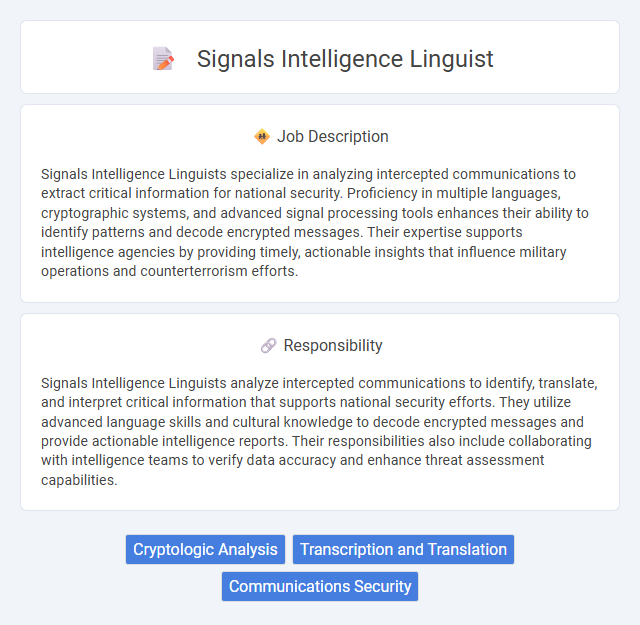 Signals Intelligence Linguist Job Description and Career Detail
