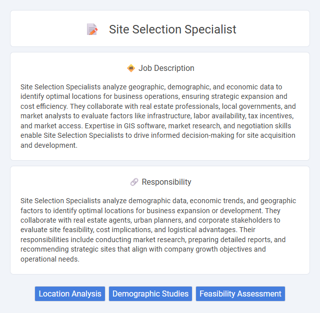 Site Selection Specialist Job Description and Career Detail