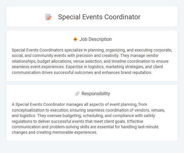 Special Events Coordinator Job Description and Career Detail