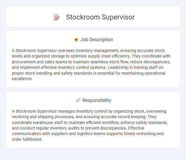 Stockroom Supervisor Job Description and Career Detail