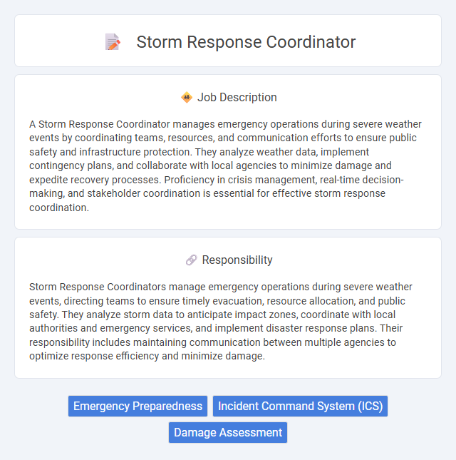 Storm Response Coordinator Job Description and Career Detail