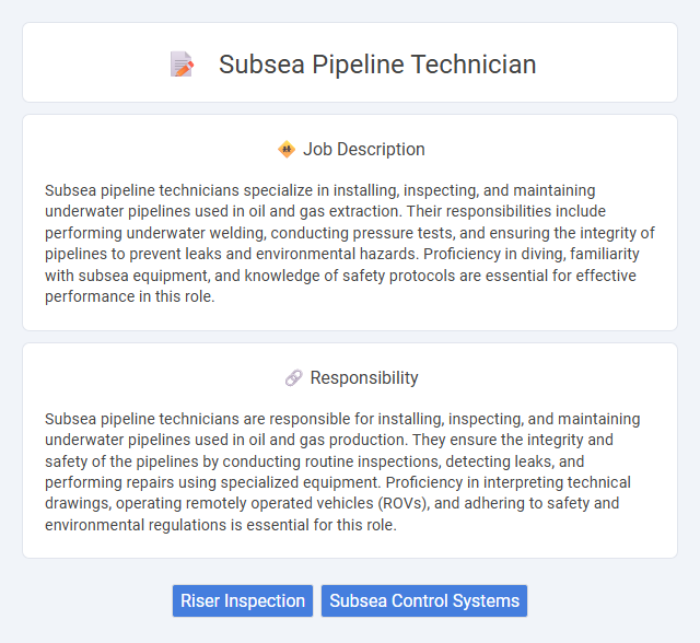 Subsea Pipeline Technician Job Description and Career Detail