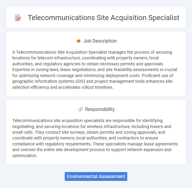 Telecommunications Site Acquisition Specialist Job Description and Career Detail