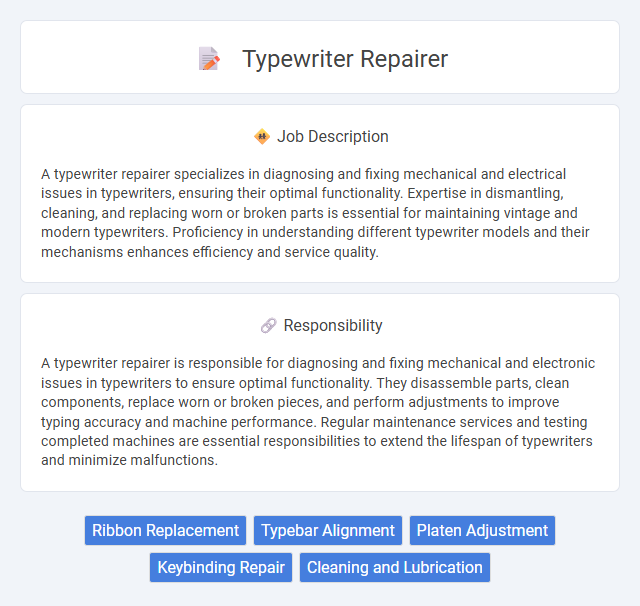 Typewriter Repairer Job Description and Career Detail