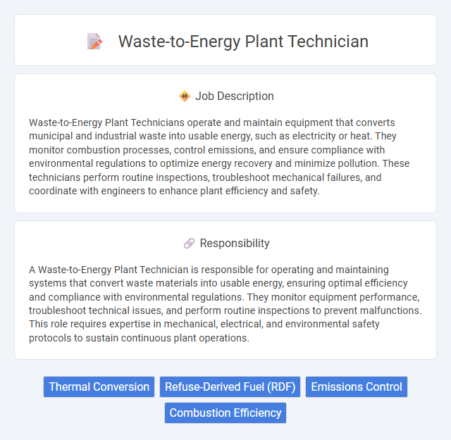 Waste-To-Energy Plant Technician Job Description and Career Detail
