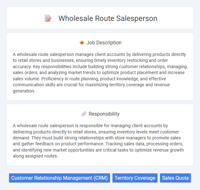 Wholesale Route Salesperson Job Description and Career Detail