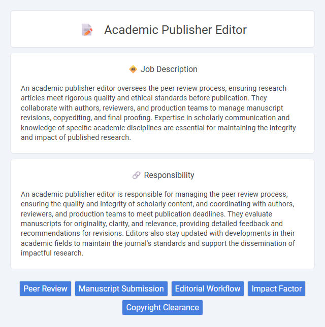 Academic Publisher Editor Job Description and Career Detail