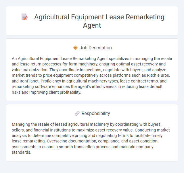 Agricultural Equipment Lease Remarketing Agent Job Description and Career Detail