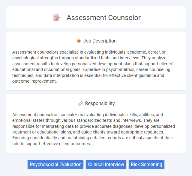 Assessment Counselor Job Description and Career Detail