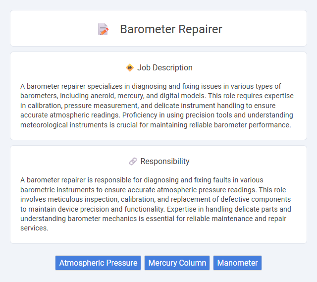 Barometer Repairer Job Description and Career Detail