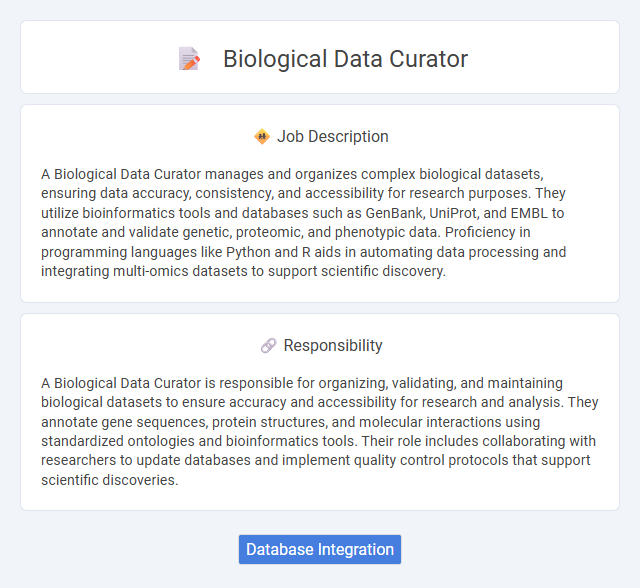 Biological Data Curator Job Description and Career Detail