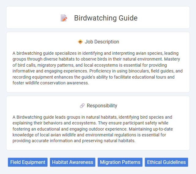 Birdwatching Guide Job Description and Career Detail