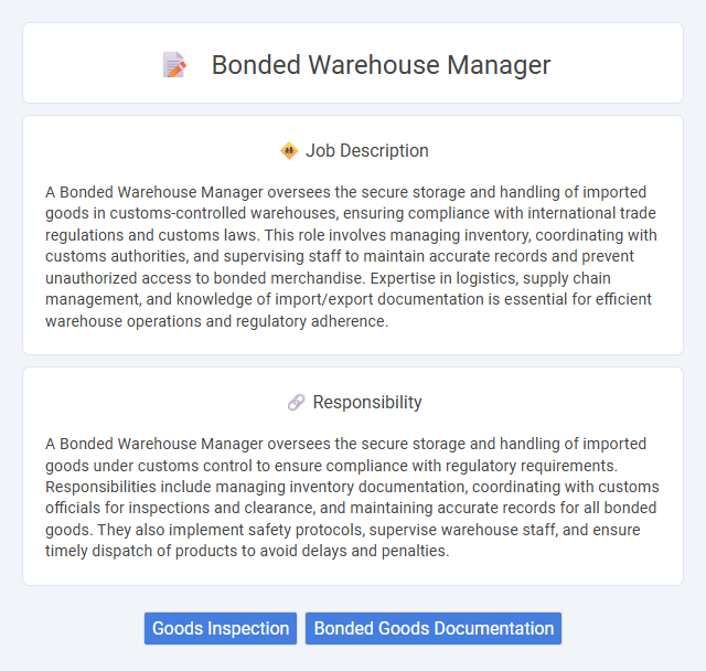 Bonded Warehouse Manager Job Description and Career Detail