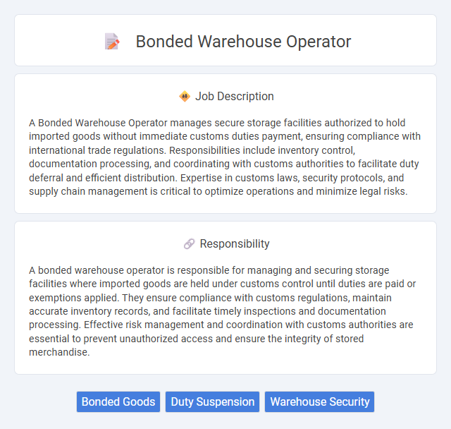 Bonded Warehouse Operator Job Description and Career Detail