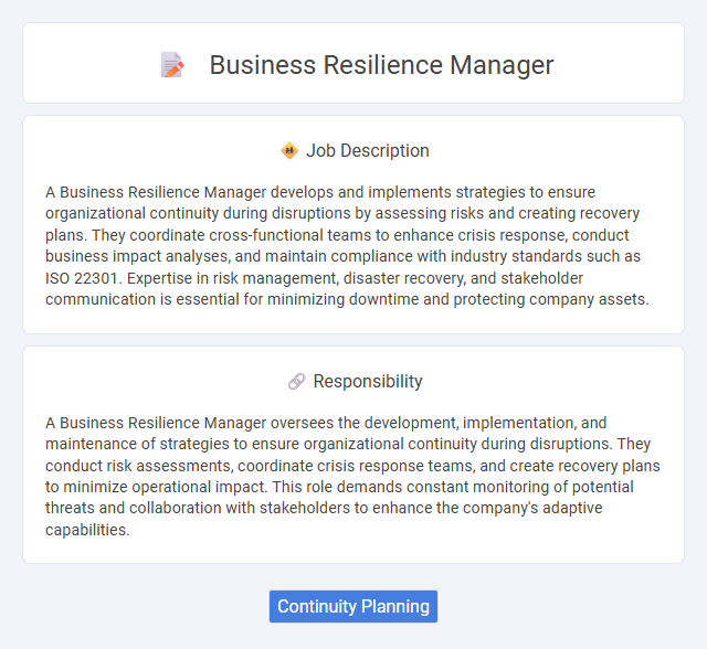 Business Resilience Manager Job Description and Career Detail